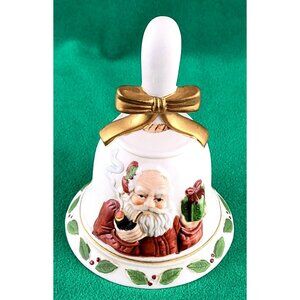 Santa Hand Bell Vintage Christmas Decorative Thomas Net by Flambro  JH1401